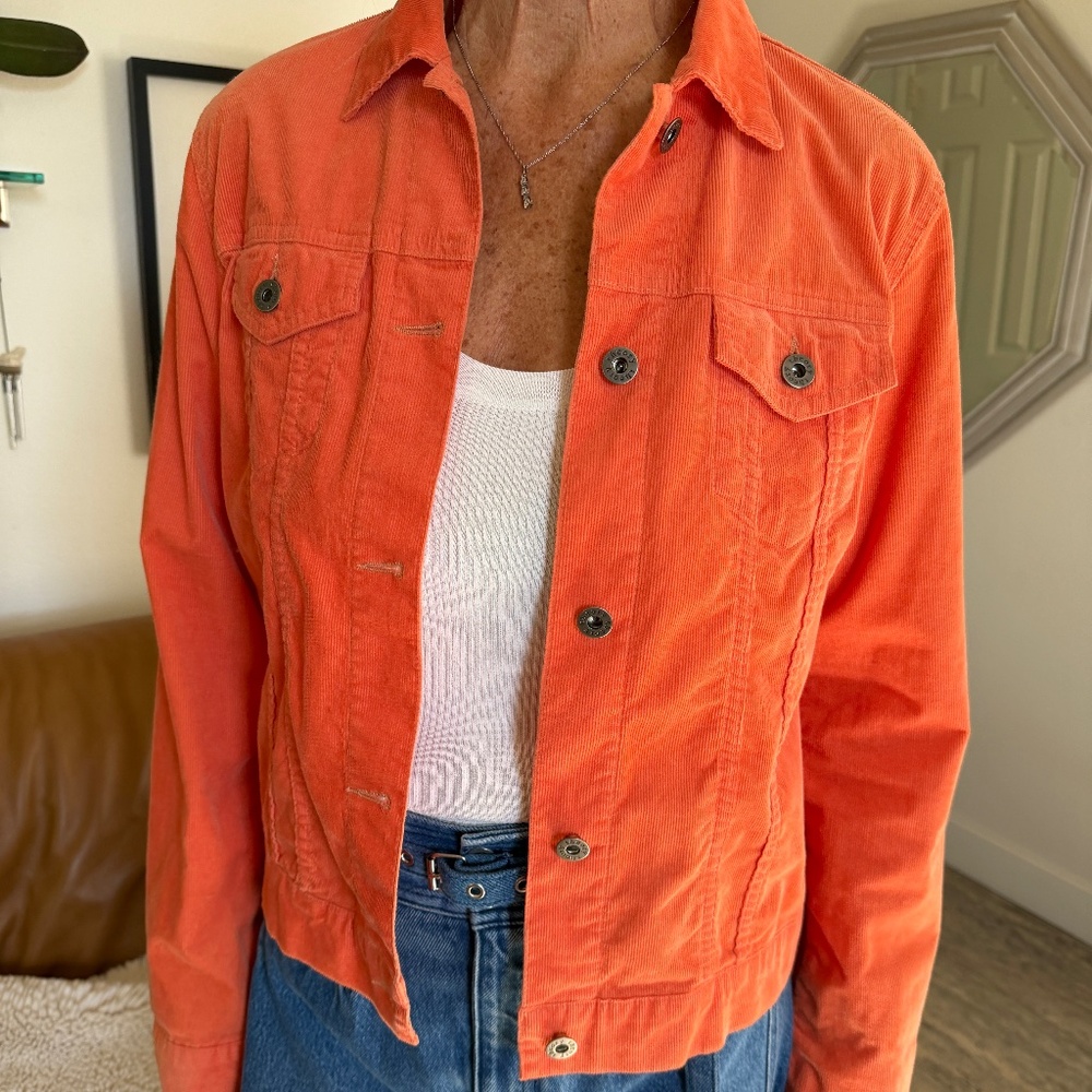 Theory Orange lightweight corduroy jacket size Large
